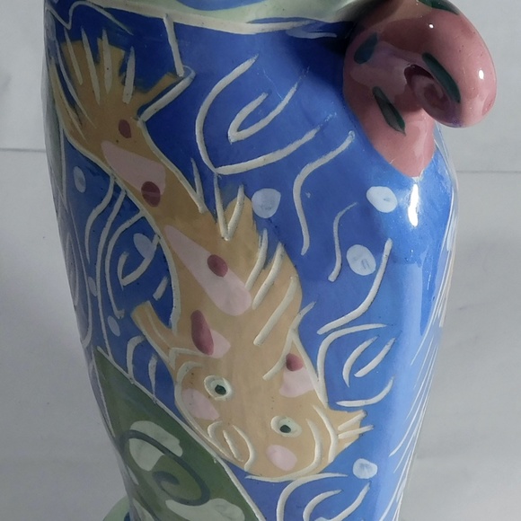 Studio Pottery VASE - Colorful Arts and Crafts Vase signed \